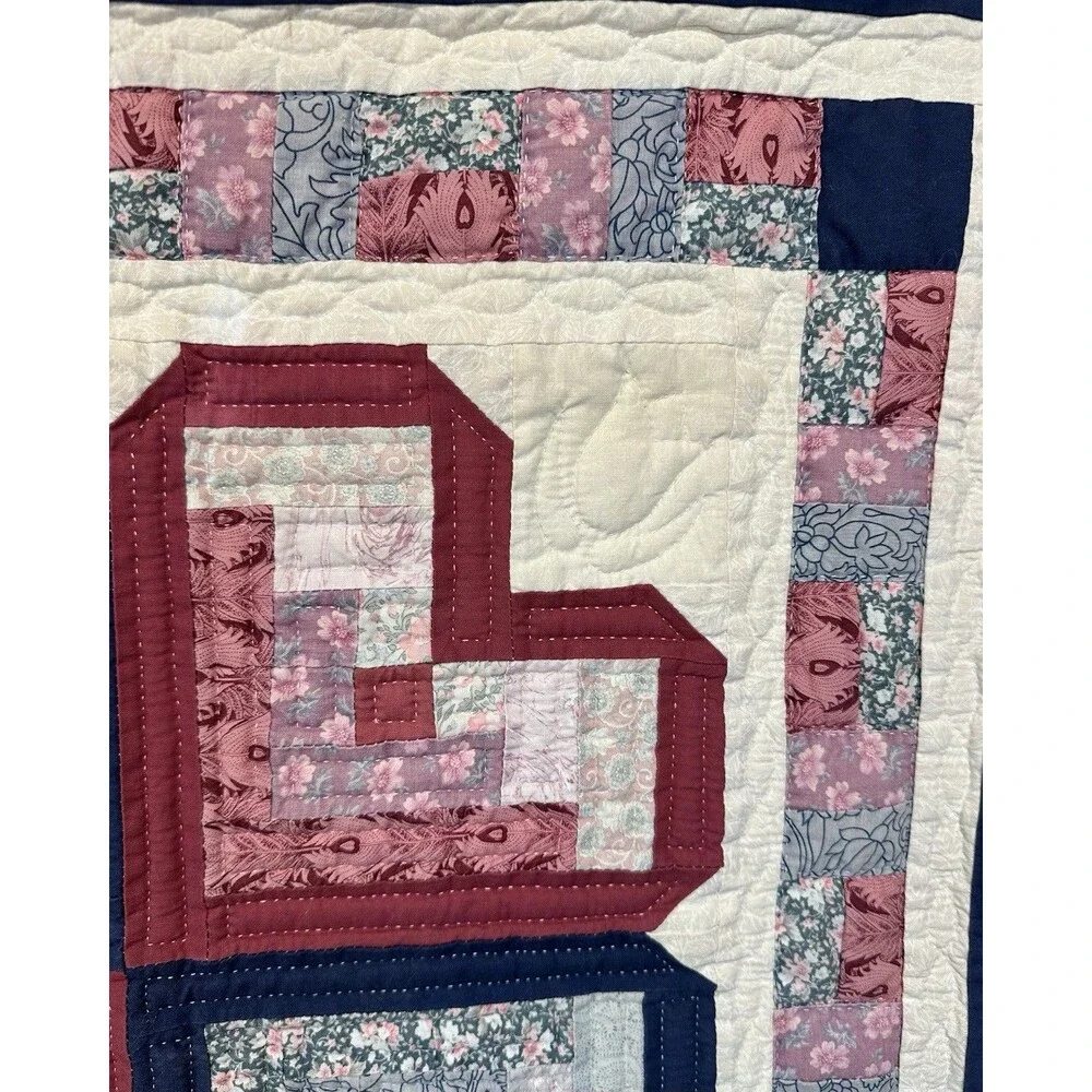 Vintage 90s Handmade Heart to Heart Quilt Wall Hanging - Quilted Textile